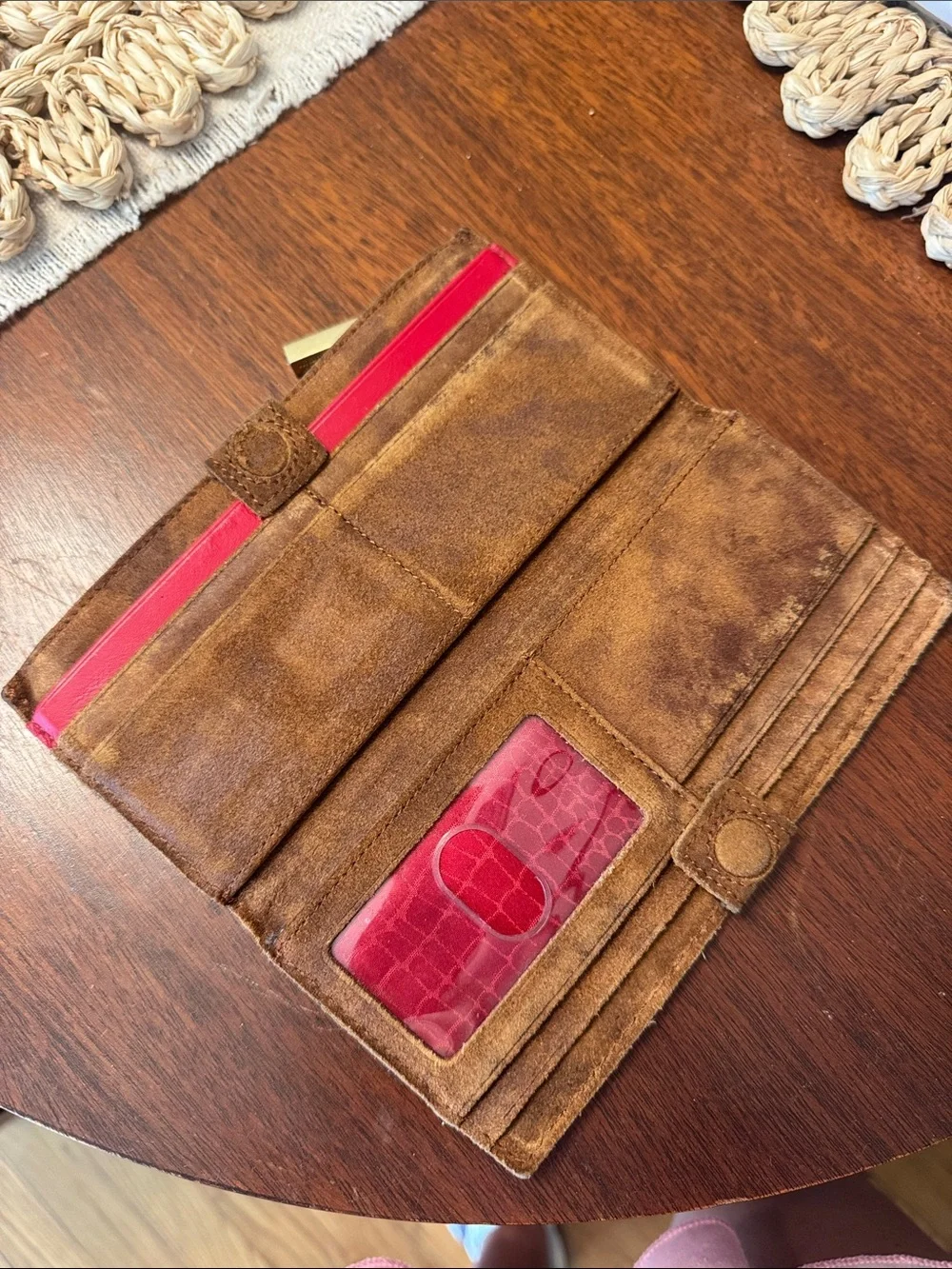 Hammitt Brown Suede Card & Key Holder with Gold Studs